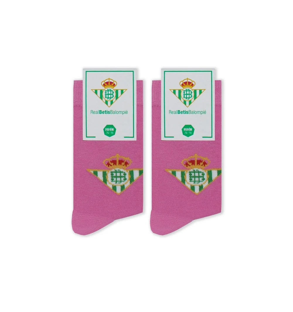 Calcetines Real Betis Escudo Rosa Infantil