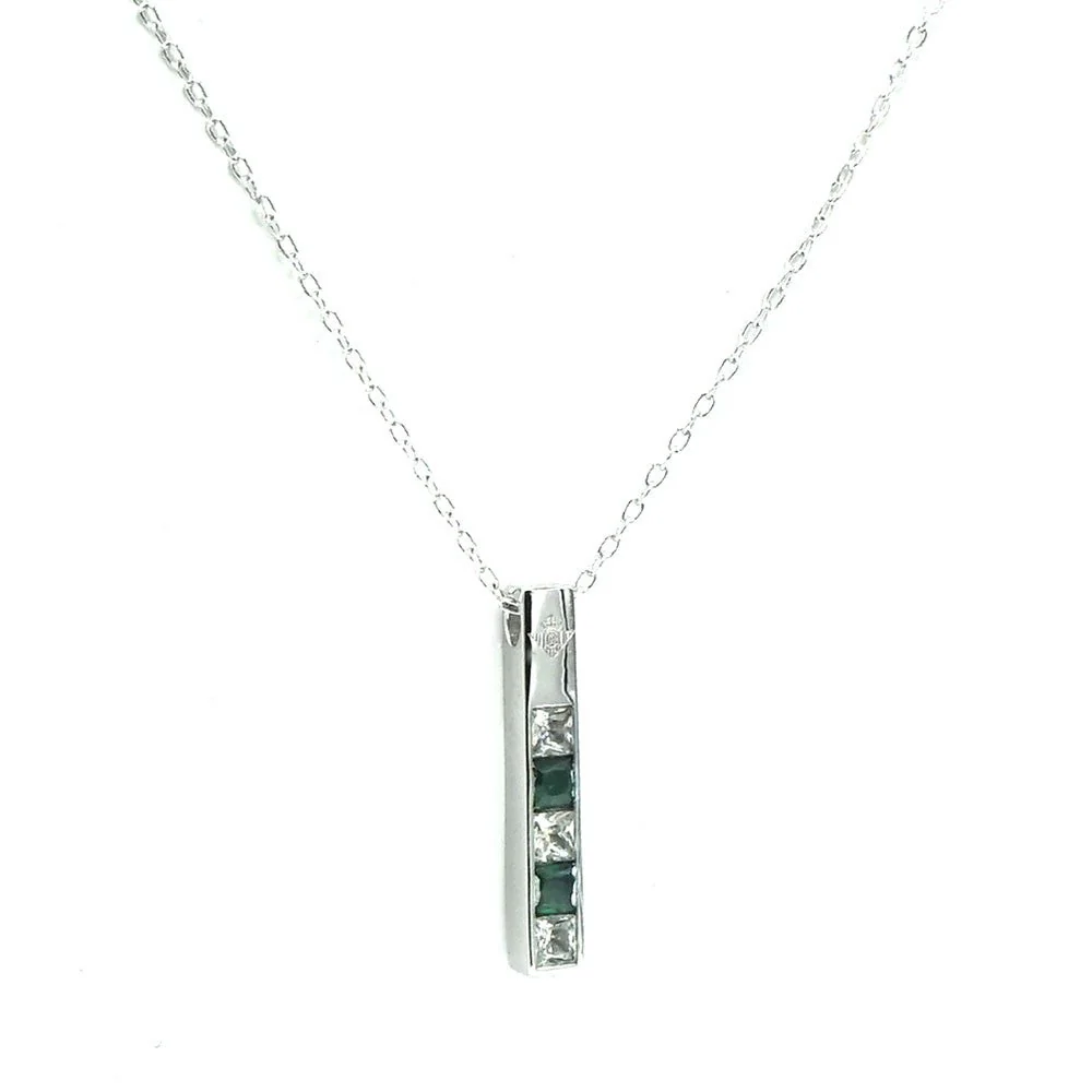 Gargantilla De Plata De Piedras Blancas / Verdes - Image 3