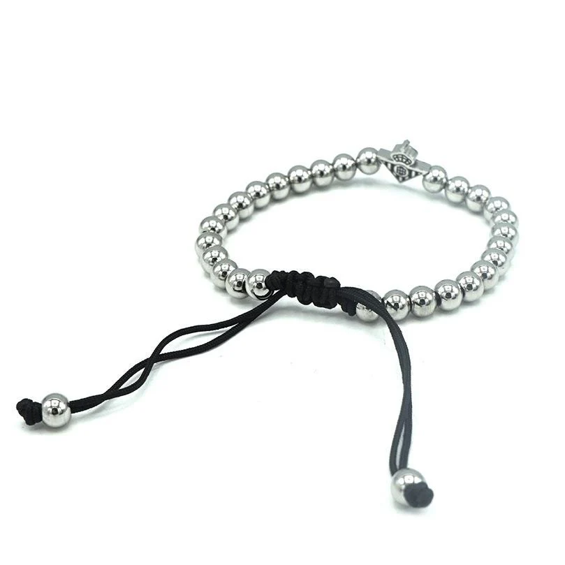 Pulsera De Acero De Bolas Y Macramé - Image 4