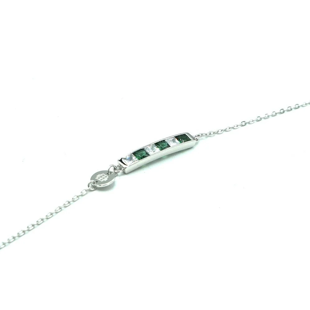 Pulsera De Plata De Ley Con Piedras Blancas / Verdes - Image 4