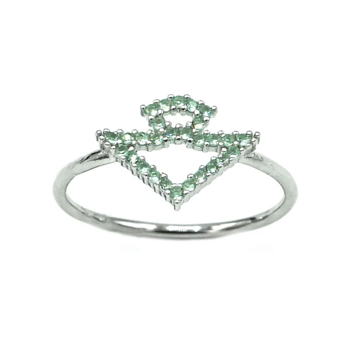 Sortija De Plata De Ley Silueta Escudo Verde